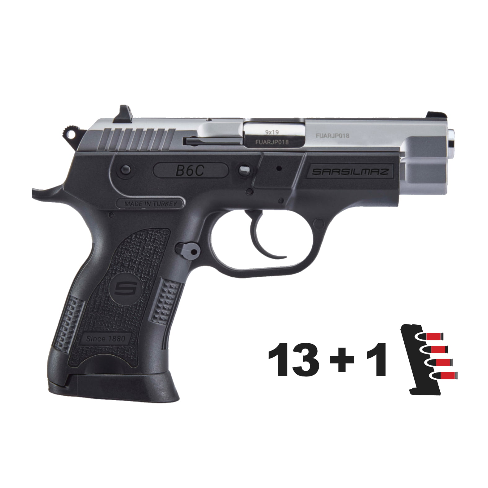 B69CST, SAR B6C Compact 9MM Pistol - 13 r
