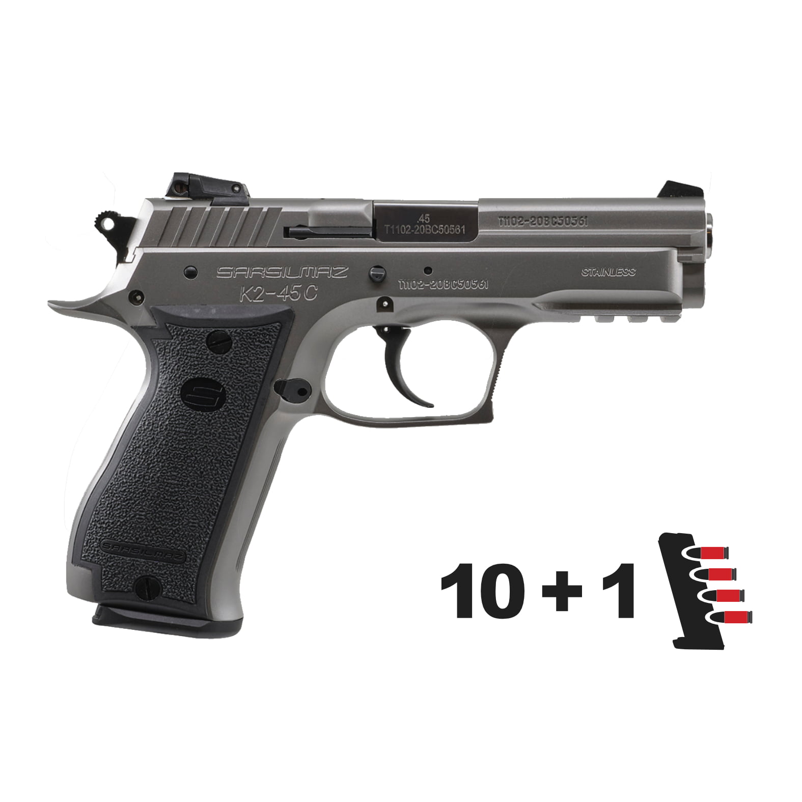 K245CST10 - SAR K2 45C Compact Stainless .45 ACP - 10 rounds