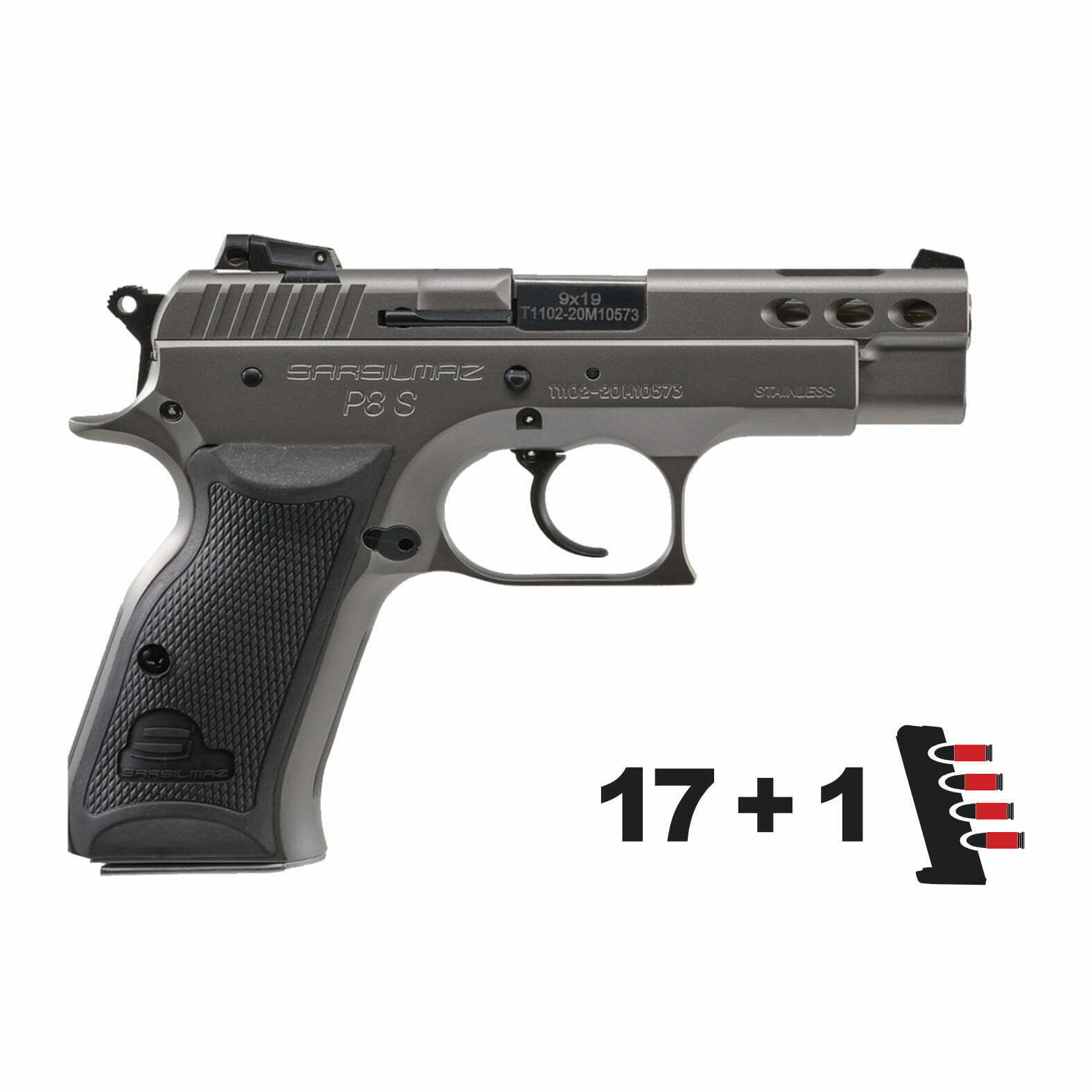 P8SST - SAR P8S Compact Stainless 9mm - 17 rounds
