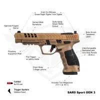 Compliant SAR9 Sport GEN 3 Bronze, 10 rounds from Sarsilmaz